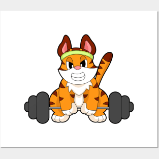 Tiger Bodybuilder Dumbbell Posters and Art